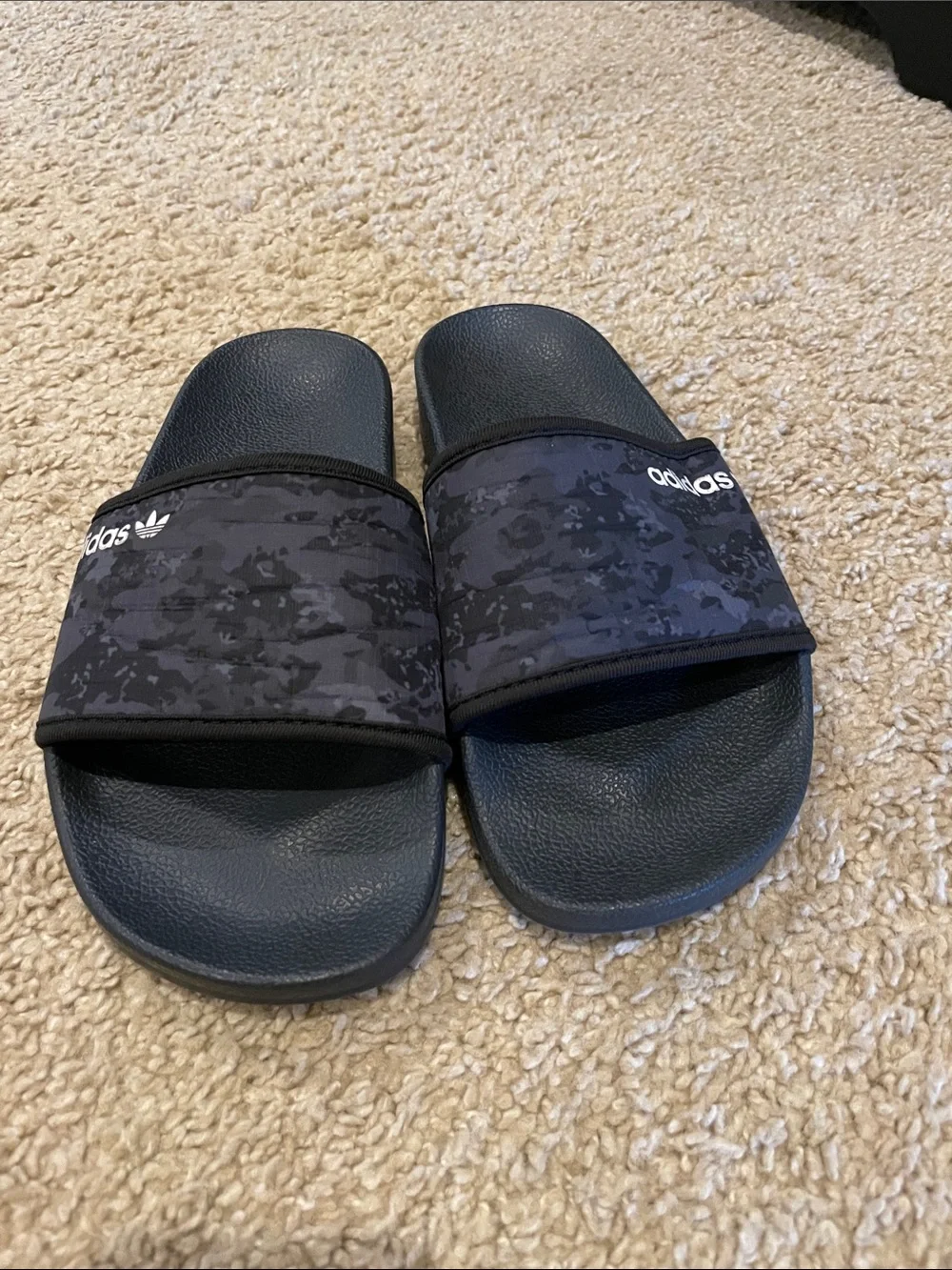 Boys adidas navy Camo Slide Sandals with Logo